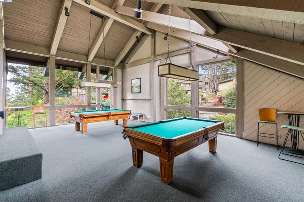 Billiard Table, Game Room, Interior, Pendant Lights, Wooden Beams, Wooden Ceilings