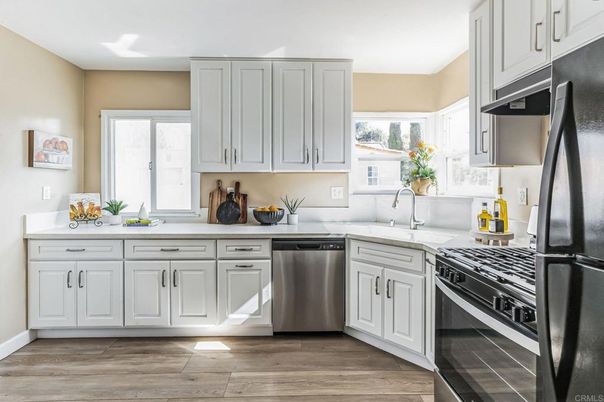 Interior, Kitchen, Stainless Steel Appliances, Wood Texture Flooring