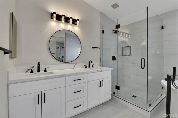 Bathroom, Dual Sink Vanities, Glass Shower, Interior