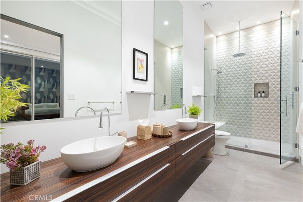 Bathroom, Dual Sink Vanities, Glass Shower, Interior, Recessed Lighting