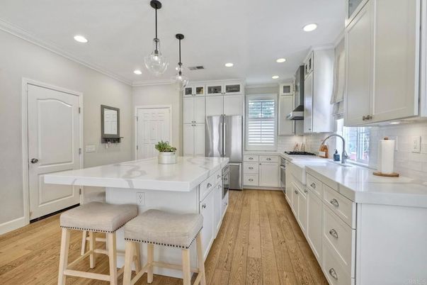 Interior, Kitchen, Pendant Lights, Recessed Lighting, Wood Texture Flooring