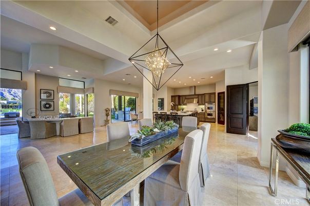 Chandelier, Dining room, Interior, Kitchen, Living room, Pendant Lights, Recessed Lighting, Stainless Steel Appliances