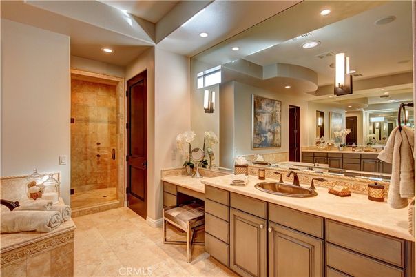 Bathroom, Dual Sink Vanities, Glass Shower, Interior, Recessed Lighting