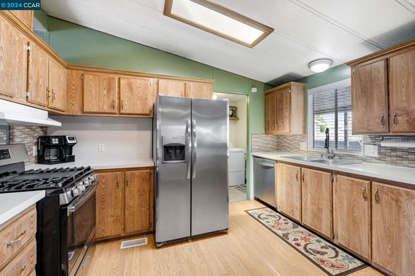 Interior, Kitchen, Stainless Steel Appliances, Wood Texture Flooring