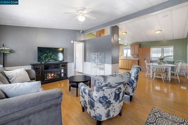 Dining room, Fireplace, Interior, Living room, Wood Texture Flooring