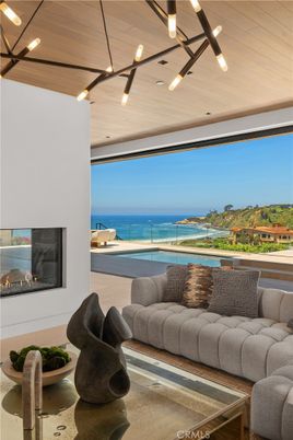Fireplace, Interior, Living room, Pendant Lights, Water, Wooden Ceilings