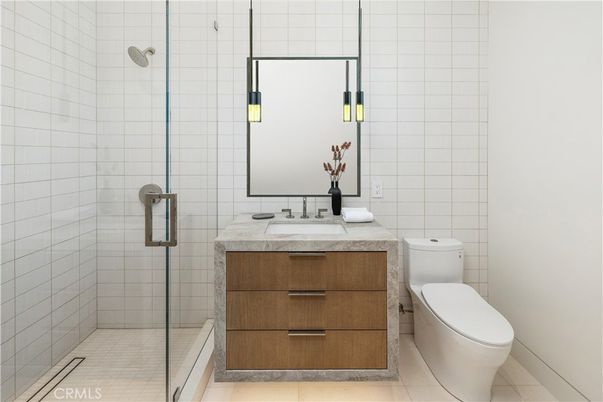 Bathroom, Glass Shower, Interior, Pendant Lights
