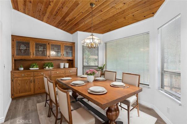 Chandelier, Dining room, Interior, Pendant Lights, Wooden Ceilings, Wood Texture Flooring