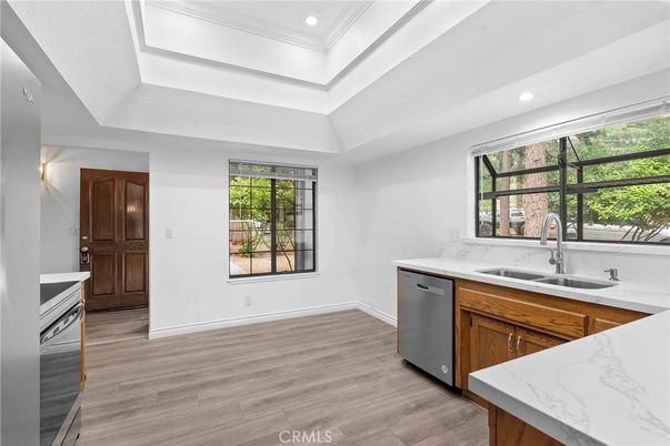Interior, Kitchen, Recessed Lighting, Wood Texture Flooring