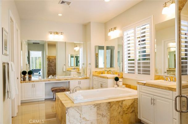 Bathroom, Dual Sink Vanities, Interior, Recessed Lighting, Tile Countertops