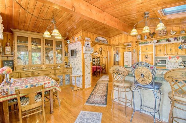Dining room, Interior, Pendant Lights, Wooden Beams, Wooden Ceilings, Wood Texture Flooring, Wooden Walls