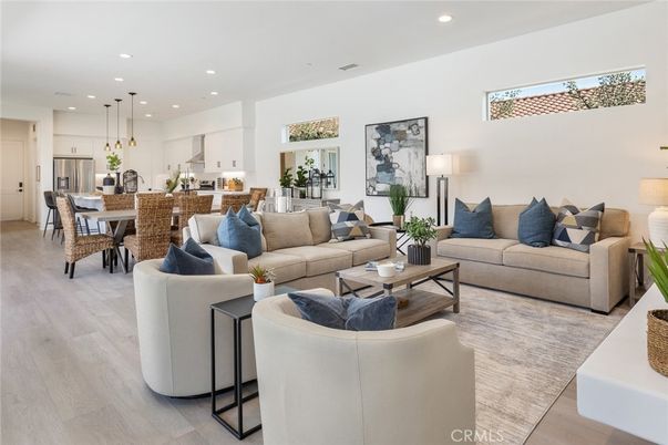 Dining room, Interior, Kitchen, Living room, Pendant Lights, Recessed Lighting, Stainless Steel Appliances, Wood Texture Flooring