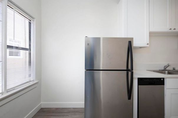 Interior, Kitchen, Stainless Steel Appliances, Wood Texture Flooring