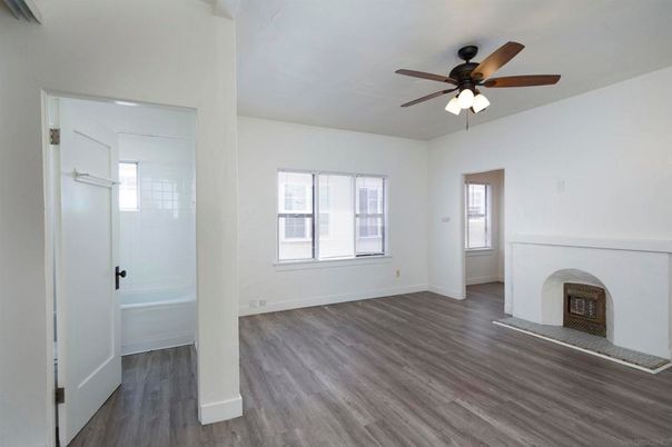Empty room, Fireplace, Interior, Wood Texture Flooring