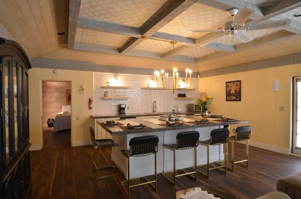 Interior, Kitchen, Pendant Lights, Wood Texture Flooring