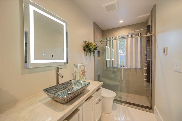 Bathroom, Glass Shower, Interior, Recessed Lighting