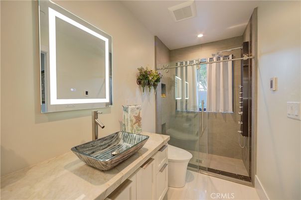 Bathroom, Glass Shower, Interior, Recessed Lighting