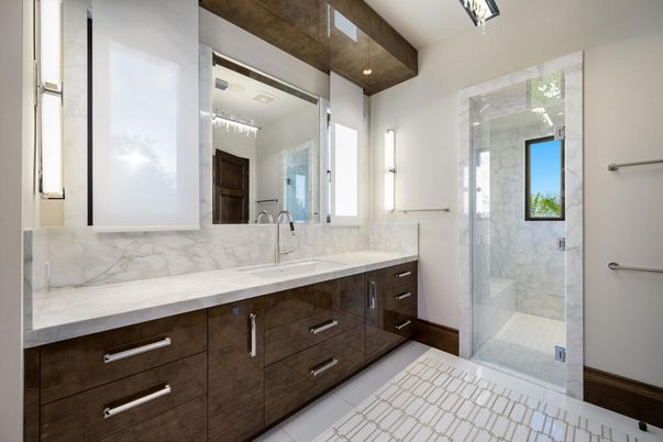 Bathroom, Glass Shower, Interior, Recessed Lighting