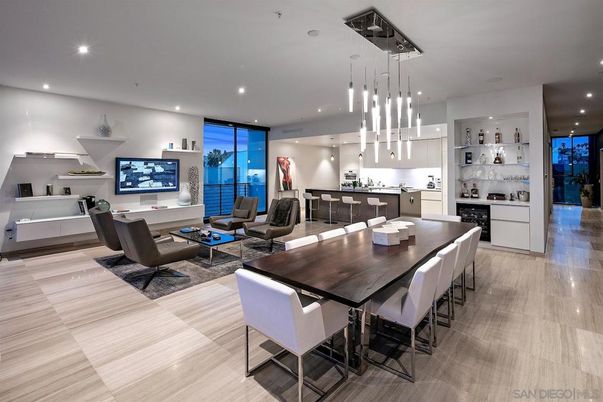 Dining room, Interior, Kitchen, Living room, Pendant Lights, Recessed Lighting