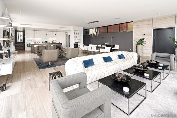 Dining room, Interior, Kitchen, Living room, Pendant Lights, Recessed Lighting, Stainless Steel Appliances, Wood Texture Flooring