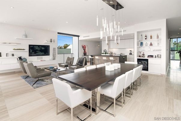 Dining room, Interior, Kitchen, Living room, Pendant Lights, Recessed Lighting, Wood Texture Flooring