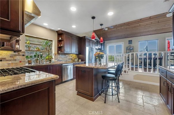 Interior, Kitchen, Pendant Lights, Recessed Lighting, Stainless Steel Appliances, Wooden Ceilings