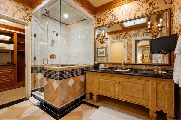 Bathroom, Glass Shower, Interior, Recessed Lighting