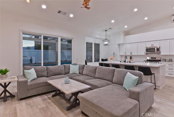 Interior, Kitchen, Living room, Pendant Lights, Recessed Lighting, Stainless Steel Appliances, Wood Texture Flooring