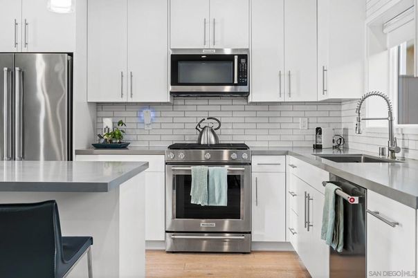 Interior, Kitchen, Stainless Steel Appliances, Wood Texture Flooring