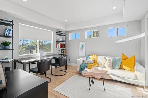 Home Office, Interior, Recessed Lighting, Wood Texture Flooring