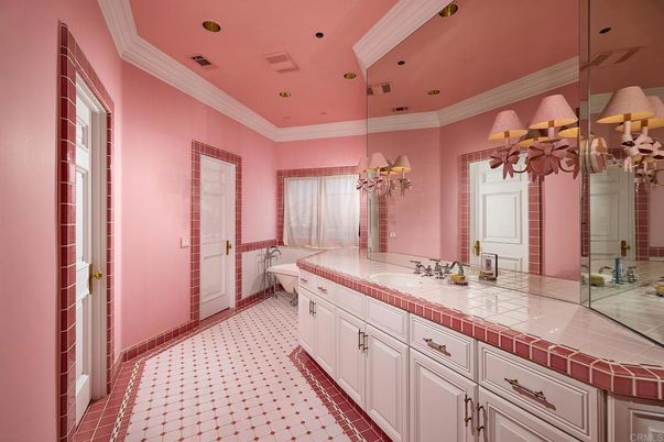 Bathroom, Dual Sink Vanities, Interior, Recessed Lighting, Tile Countertops