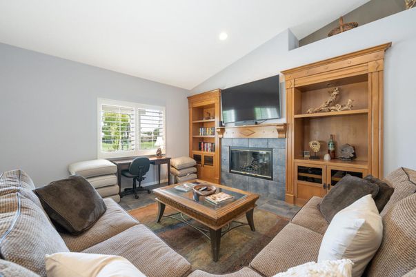 Fireplace, Home Office, Interior, Living room, Recessed Lighting