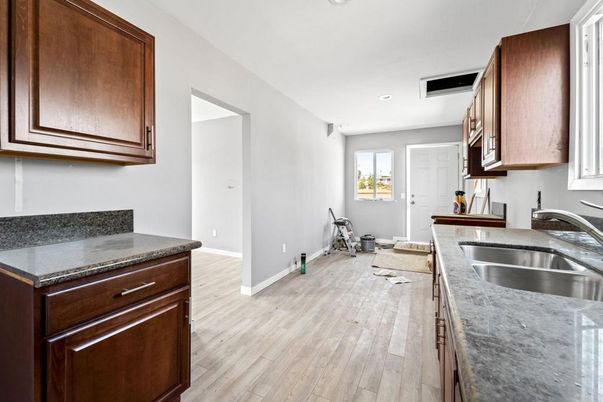 Interior, Kitchen, Recessed Lighting, Wood Texture Flooring