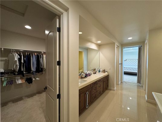 Bathroom, Dual Sink Vanities, Interior, Recessed Lighting, Walk-in Closets
