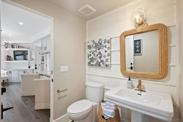 Bathroom, Interior, Recessed Lighting, Wood Texture Flooring