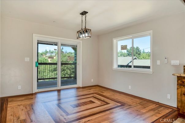 Empty room, Interior, Pendant Lights, Wood Texture Flooring
