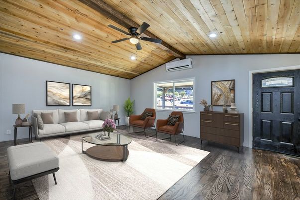 Interior, Living room, Recessed Lighting, Wooden Ceilings, Wood Texture Flooring