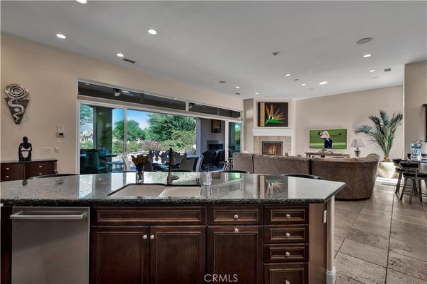 Dining room, Fireplace, Interior, Kitchen, Living room, Recessed Lighting