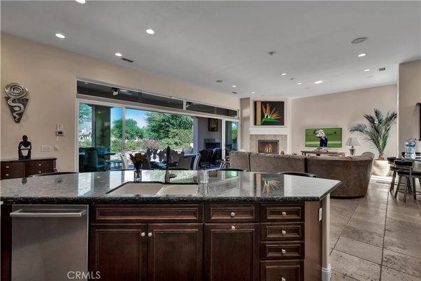 Dining room, Fireplace, Interior, Kitchen, Living room, Recessed Lighting