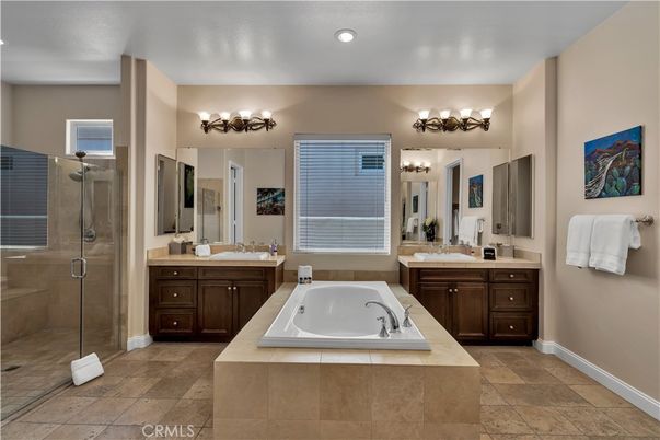 Bathroom, Dual Sink Vanities, Glass Shower, Interior, Recessed Lighting