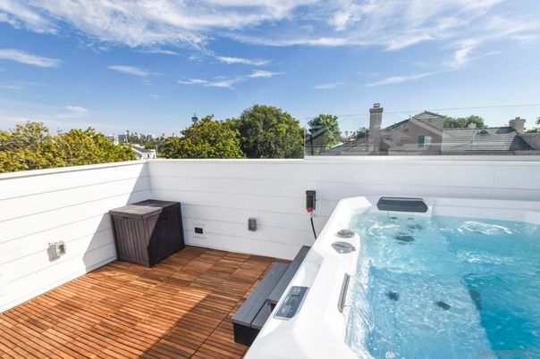 Exterior, Hot Tub, Wood Texture Flooring