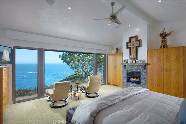 Bedroom, Fireplace, Interior, Recessed Lighting, Water