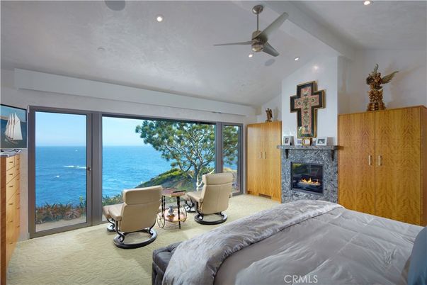 Bedroom, Fireplace, Interior, Recessed Lighting, Water