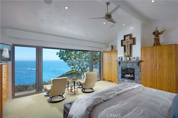 Bedroom, Fireplace, Interior, Recessed Lighting, Water
