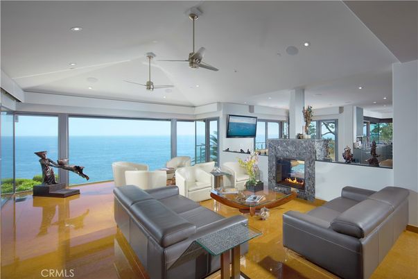 Fireplace, Interior, Living room, Recessed Lighting, Water
