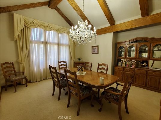 Chandelier, Dining room, Interior, Wooden Beams