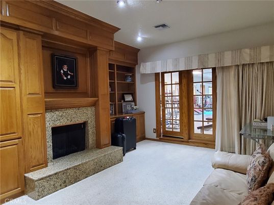Fireplace, Interior, Living room, Recessed Lighting, Wooden Walls