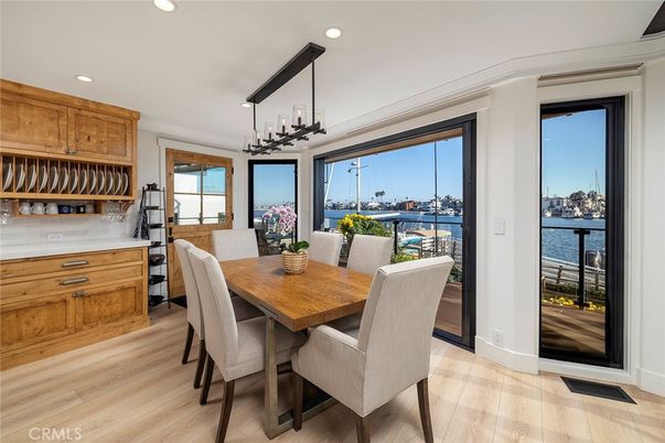 Dining room, Interior, Recessed Lighting, Water, Wood Texture Flooring