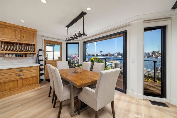 Dining room, Interior, Recessed Lighting, Water, Wood Texture Flooring