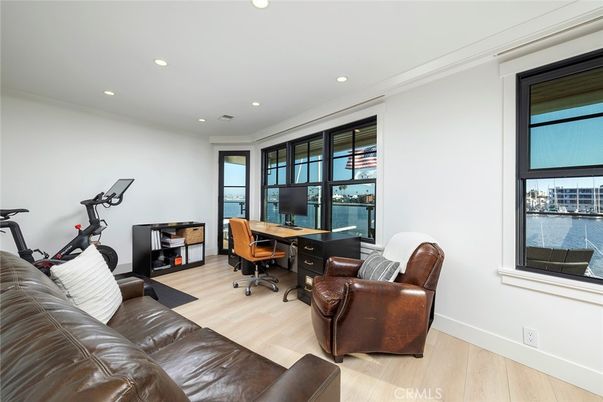 Fitness Equipment, Home Office, Interior, Recessed Lighting, Wood Texture Flooring